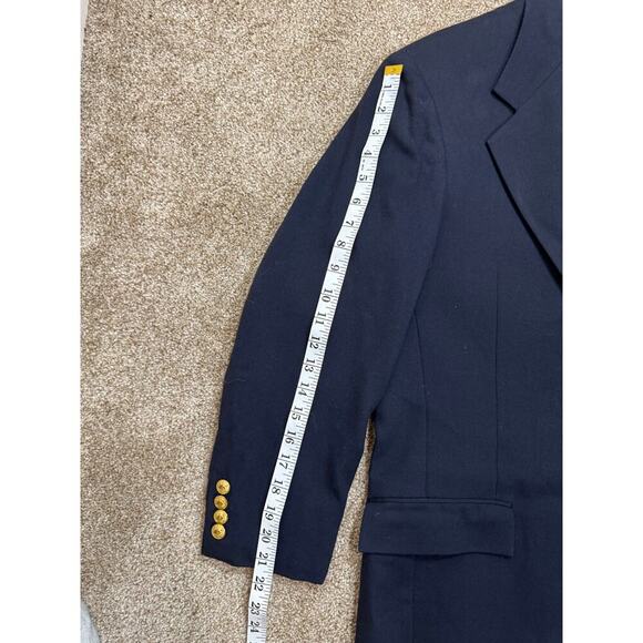 Polo Ralph Lauren Made in USA 100% Worsted Wool Navy Blazer Gold Buttons VTG 20 - Picture 14 of 14